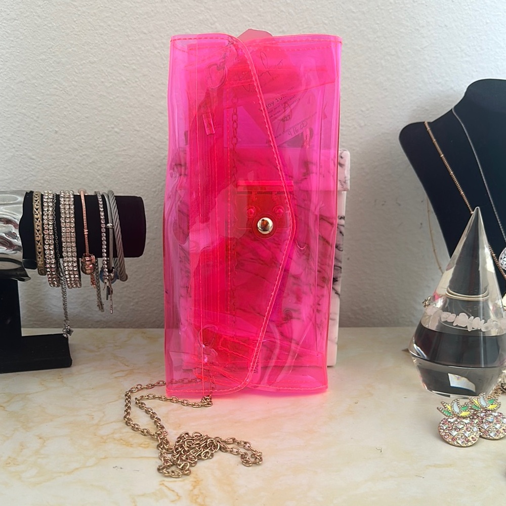 Transparent Pink Clutch Bag